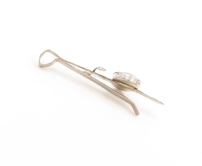 925 Sterling Silver Vintage Tie Clip Dark Minimalist Gemstone Inlay  TR3835
