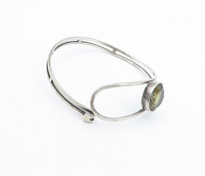 ISRAEL 925 Sterling Silver  Vintage Faceted Topaz Hook Bangle Bracelet  BT2694