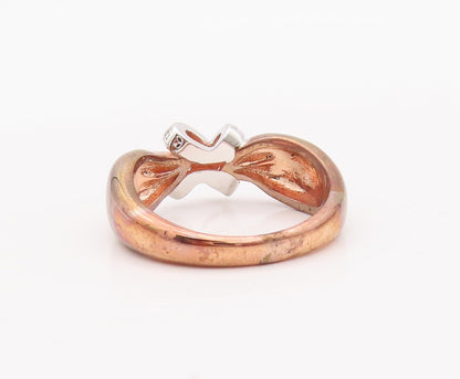 925 Sterling Silver Vintage Ring Rose Gold Plated CZ Inlay Knot  Sz 7  RG29319
