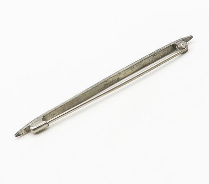925 Sterling Silver  Vintage White Topaz Dark Tone Bar Brooch Pin  BP6220