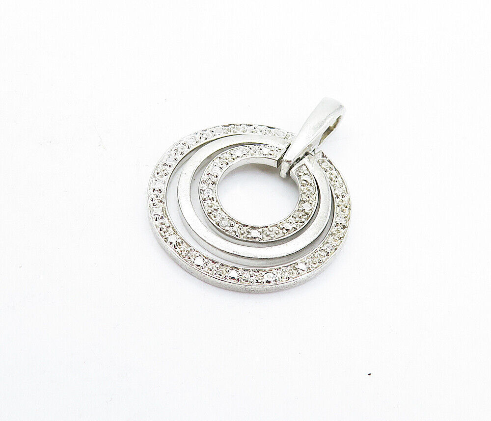 925 Sterling Silver  Vintage Genuine Diamond Accent Linked Pendant  PT3869