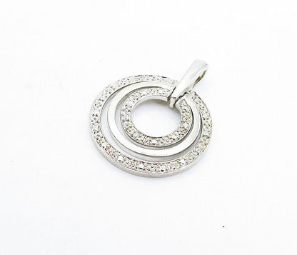 925 Sterling Silver  Vintage Genuine Diamond Accent Linked Pendant  PT3869