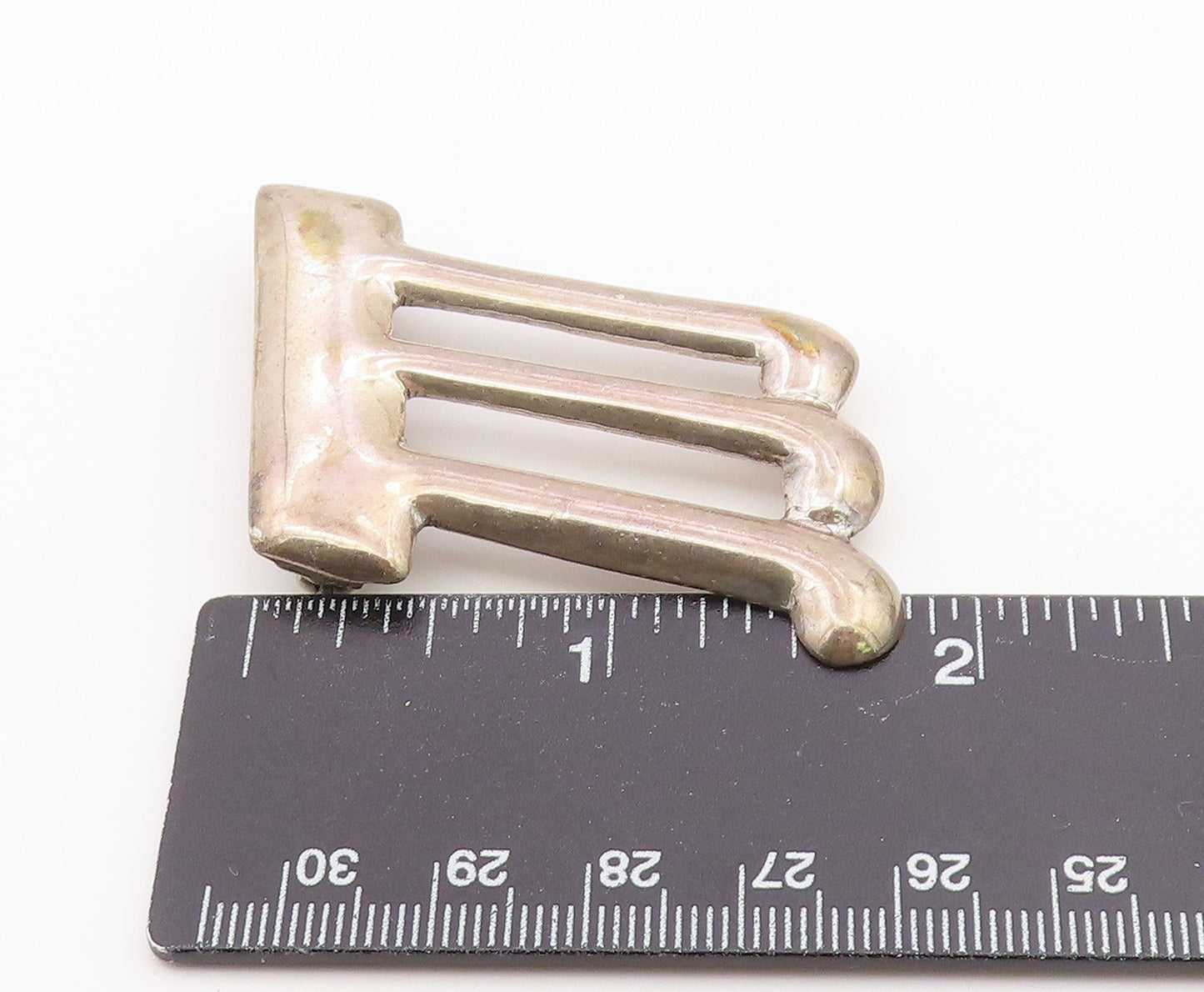 925 Sterling Silver Vintage Brooch Pin MEXICO Musical Note Cutout  BP12604