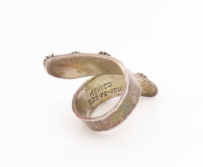 925 Sterling Silver Vintage Ring TAXCO MEXICO Floral Bypass Band  Sz 6  RG35312