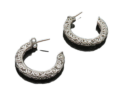 ROSS SIMON 925 Sterling Silver  Vintage Shiny Swirl JHoop Earrings  EG10182