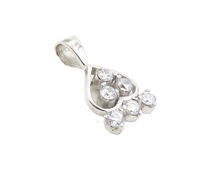 925 Sterling Silver  Vintage Sparkling Cubic Zirconia Heart Pendant  PT6447