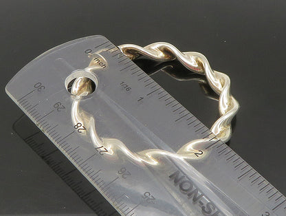 925 Sterling Silver  Vintage Shiny Round Twist Hoop Earrings  EG11484