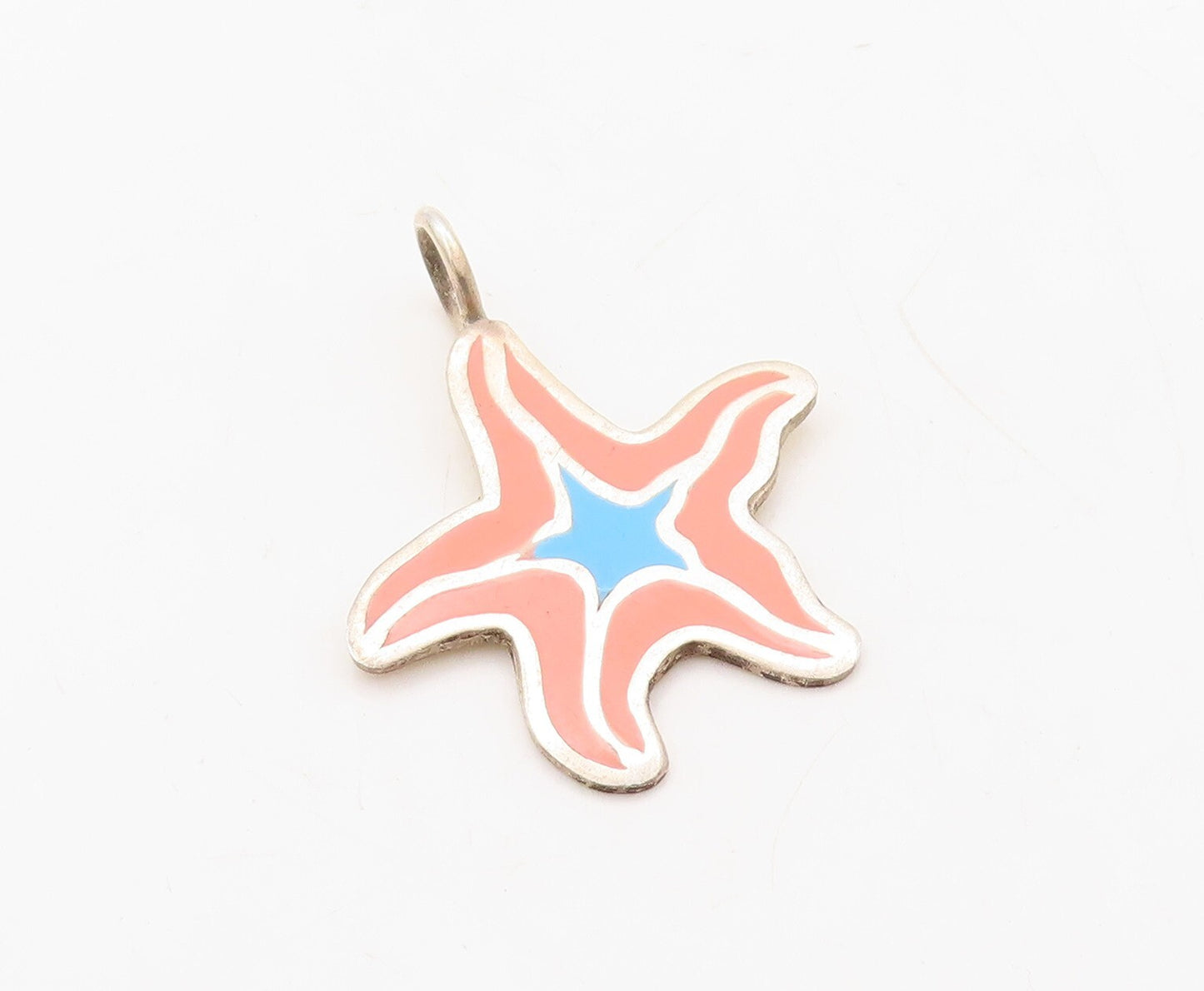 925 Sterling Silver Vintage Pendant Designer Cutout Enameled Star Fish  PT23628