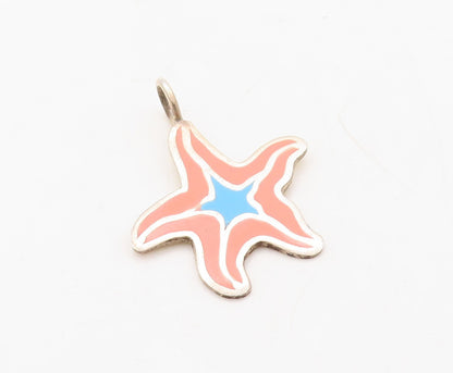 925 Sterling Silver Vintage Pendant Designer Cutout Enameled Star Fish  PT23628