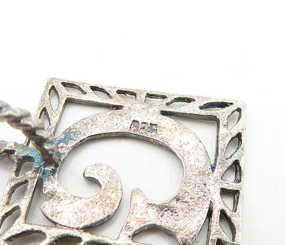 925 Sterling Silver  Vintage Dark Tone Diamond Cut G Initial Pendant  PT4780