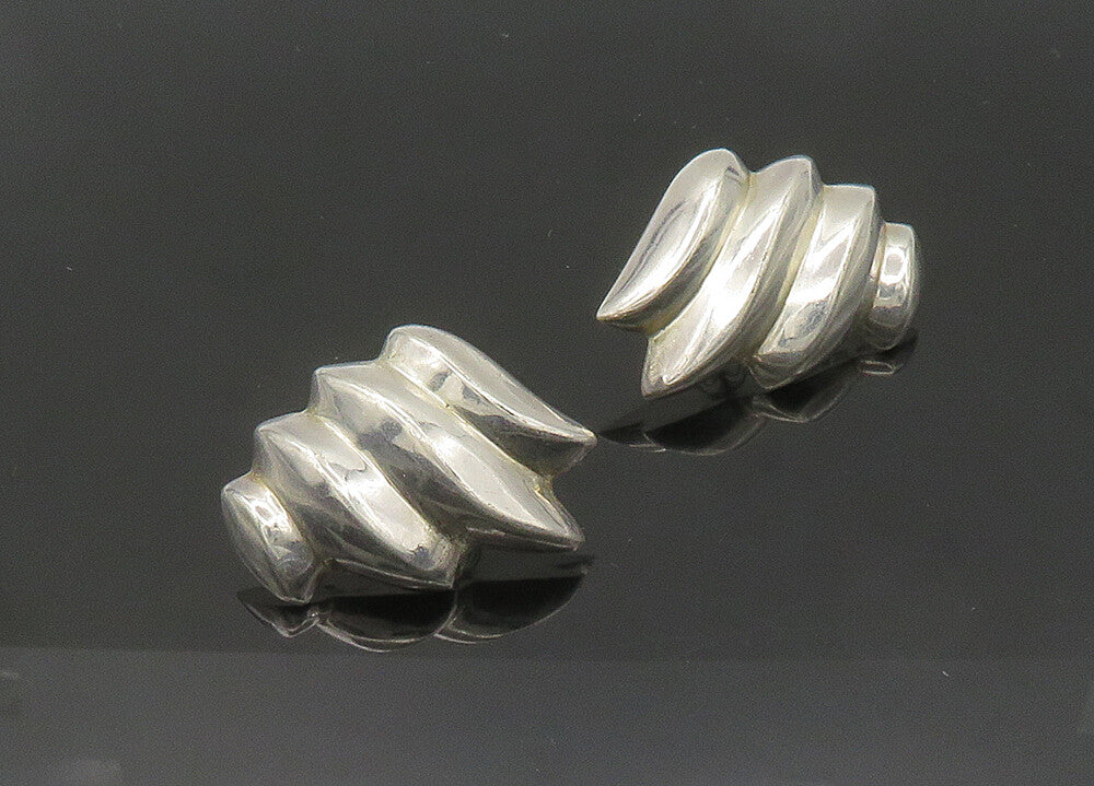 BAYANIHAN 925 Silver & 14K GOLD  Vintage Shiny Fluted Drop Earrings  EG10528