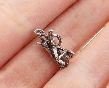 925 Sterling Silver  Vintage Petite Bag Of Golf Clubs Sports Pendant  PT4808
