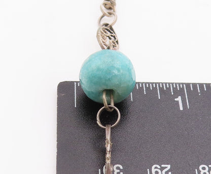925 Sterling Silver Vintage Necklace Swirly Cutout Gemstone Beads  NE4376