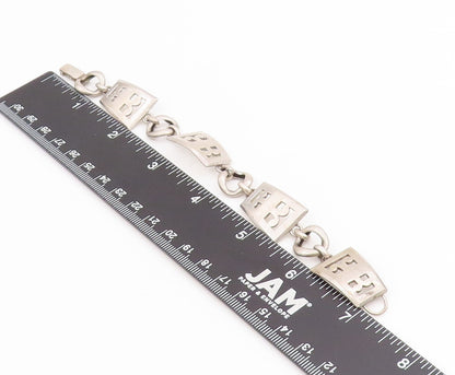 925 Sterling Silver Vintage Bracelet Modernist Cutout Pattern Link  BT11662