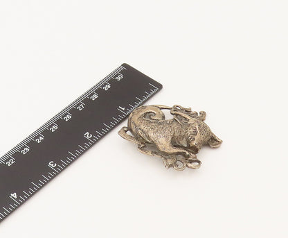 CINI 925 Silver  Vintage Antique Taurus Bull Astrology Brooch Pin  BP10276