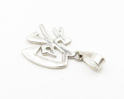 925 Sterling Silver  Vintage Shiny Smooth Chinese Character Pendant  PT8215