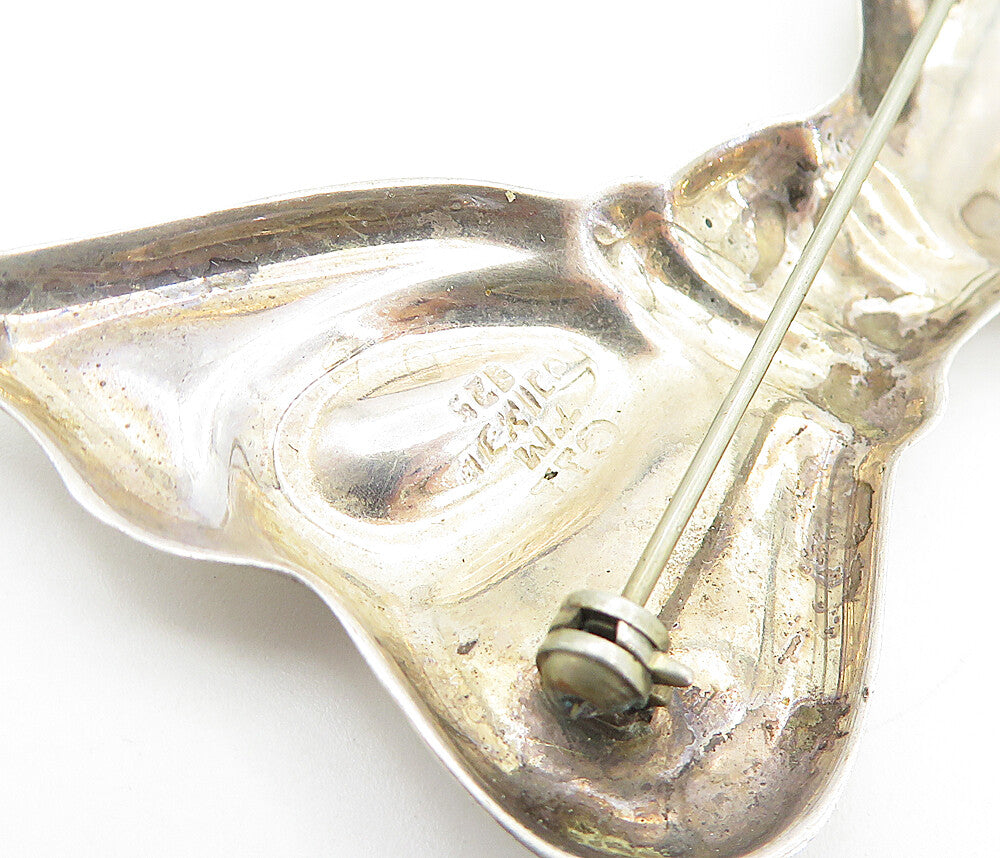 MEXICO 925 Sterling Silver  Vintage Bow Tied Ribbon Motif Brooch Pin  BP2502