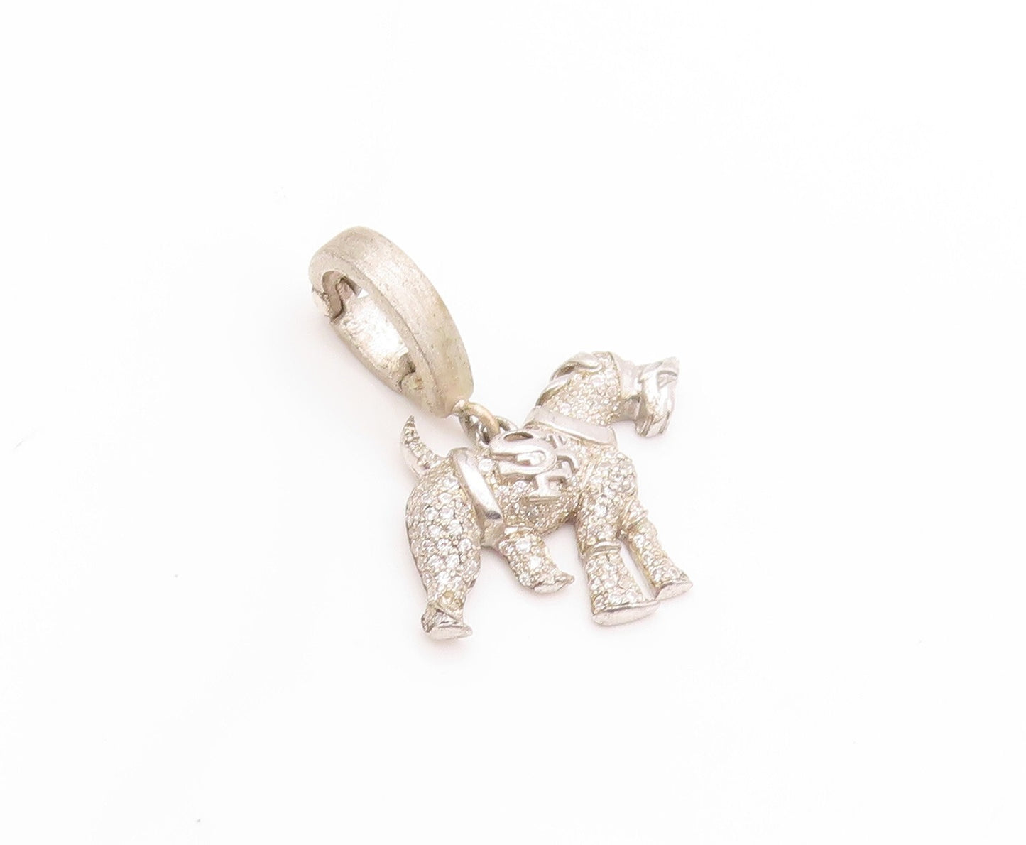 925 Sterling Silver Vintage Pendant Designer CZ Inlay Horse Charm  PT23954