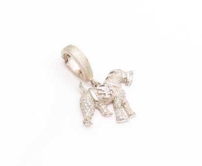 925 Sterling Silver Vintage Pendant Designer CZ Inlay Horse Charm  PT23954