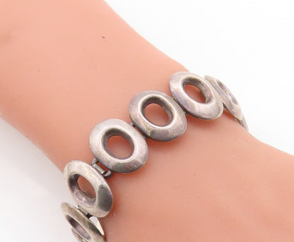 MEXICO 925 Sterling Silver  Vintage Dark Tone Open Oval Chain Bracelet  BT1944
