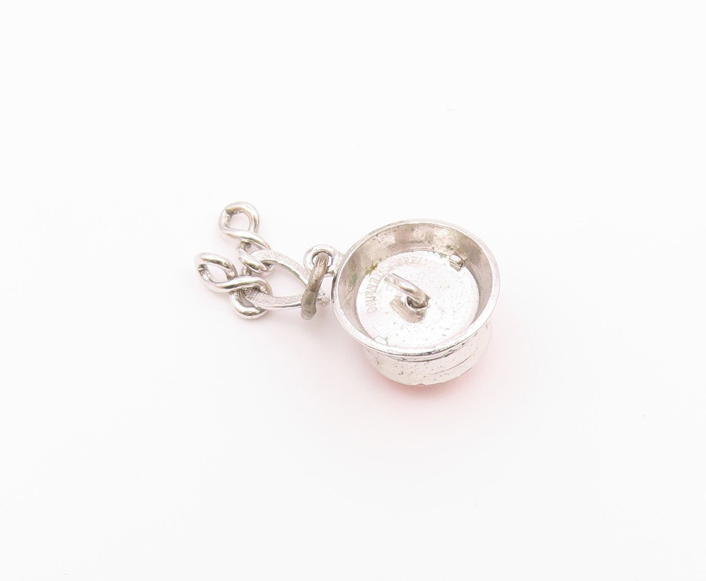 WELLS 925 Sterling Silver  Vintage Enamel Happy Birthday Cake Pendant  PT17188