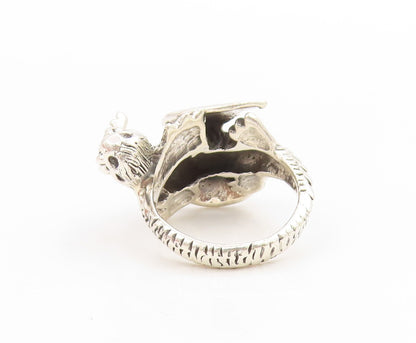 925 Sterling Silver Vintage Ring Textured Gothic Dragon Band  Sz 5  RG34045