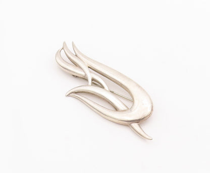 925 Sterling Silver Vintage Brooch Pin Solid Designer Carved Swirls  BP10997