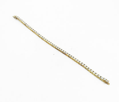 925 Sterling Silver  Cubic Zirconia Shiny Gold Plated Tennis Bracelet  BT3909