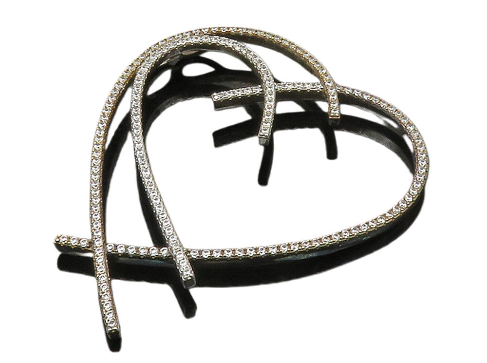 925 Sterling Silver  Vintage White Topaz Open Love Heart Pendant  PT11824