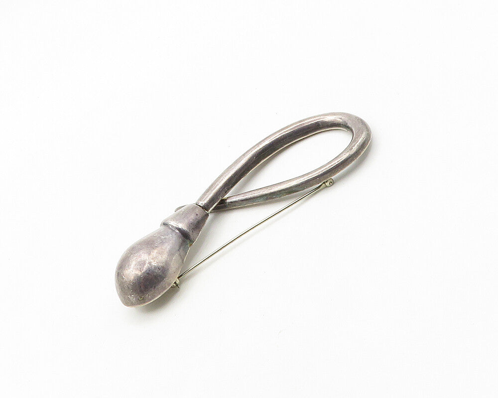 ZINA 925 Sterling Silver  Vintage Dark Tone Hollow Modernist Brooch Pin BP7513
