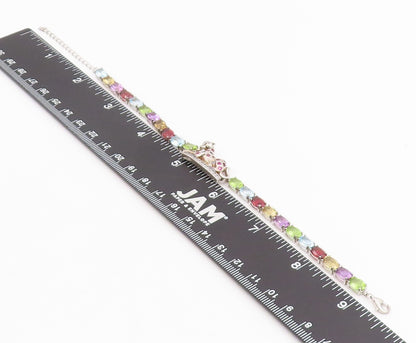 925 Sterling Silver Vintage Bracelet Multi Gemstone & CZ Wild Leopard  BT11550