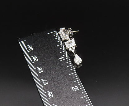 925 Silver  Vintage Dainty Multi Shape Cubic Zirconia Dangle Earrings  EG11740