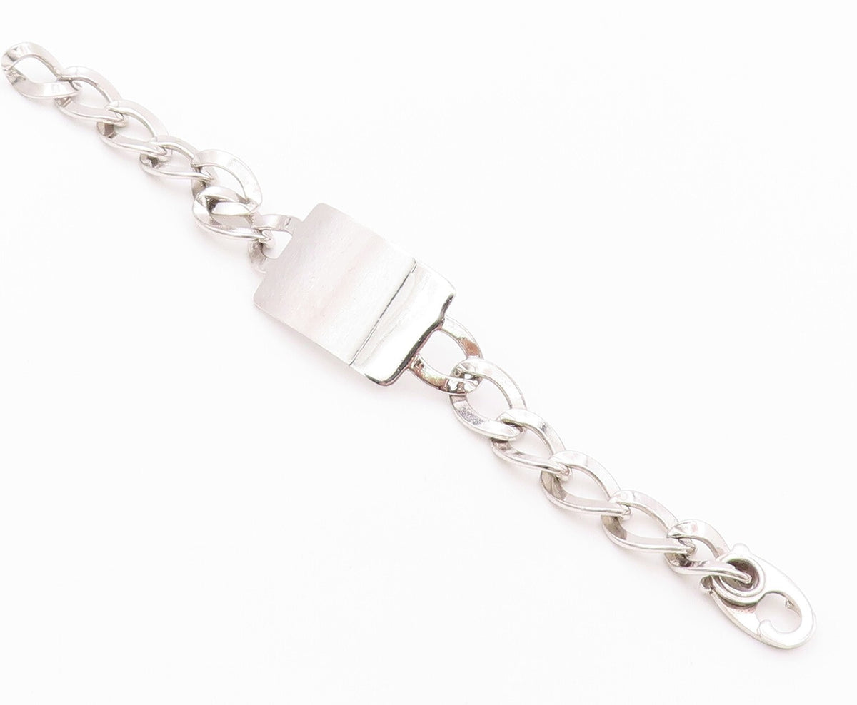 925 Sterling Silver Vintage Bracelet NAPIER Rectangle Plate Curb Links  BT11097