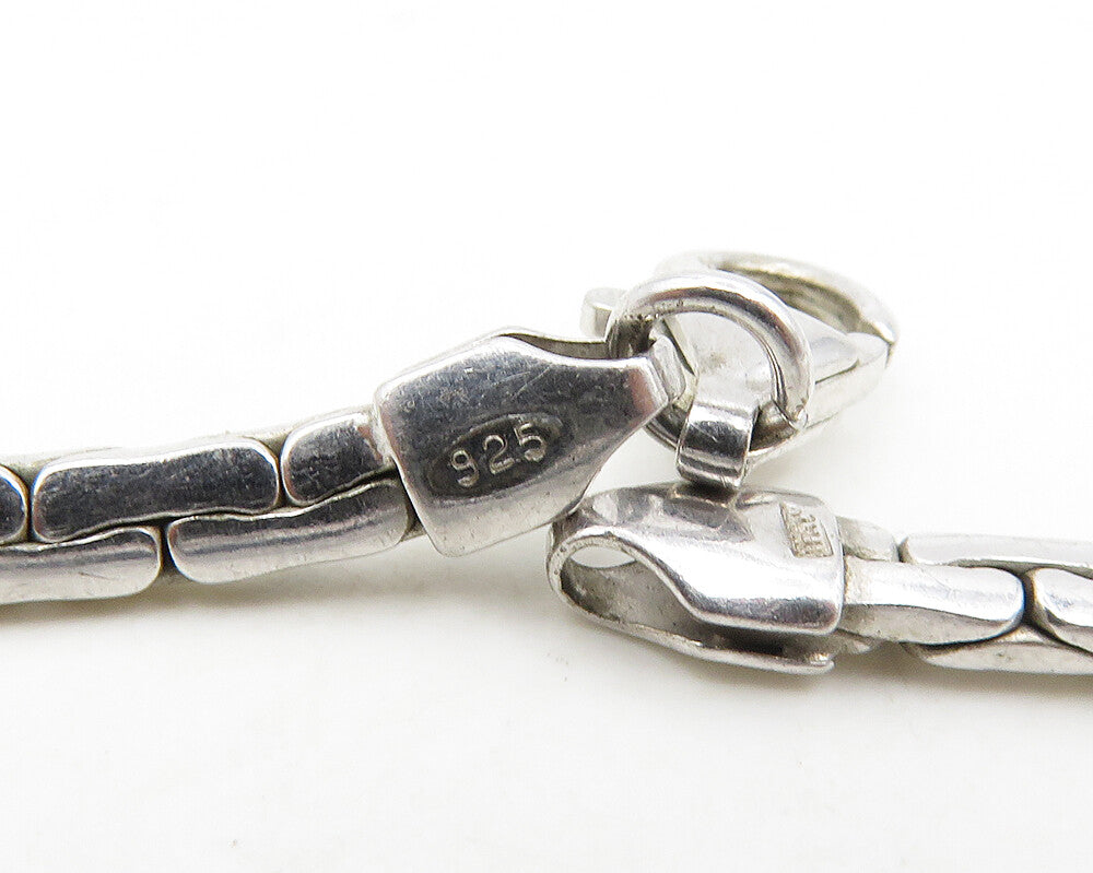 925 Sterling Silver  Vintage Shiny Textured Snake Chain Necklace  NE3038
