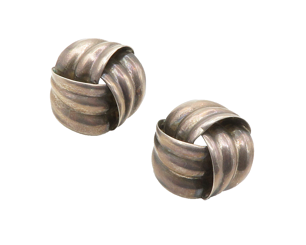 925 Sterling Silver  Vintage Dark Tone Knotted Design Drop Earrings  EG7388