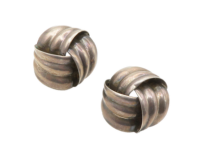 925 Sterling Silver  Vintage Dark Tone Knotted Design Drop Earrings  EG7388