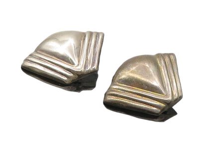 MEXICO 925 Sterling Silver  Vintage Modernist Non Pierce Drop Earrings  EG5137
