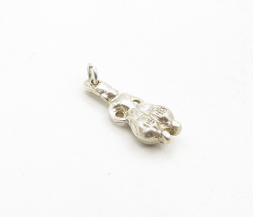 925 Sterling Silver  Vintage Petite Shiny Hollow Figure Drop Pendant  PT6857