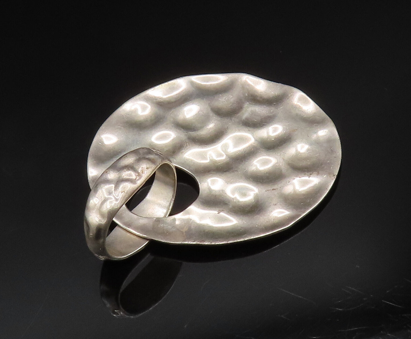 925 Sterling Silver  Vintage Minimalist Round Bubbled Pendant  PT20484