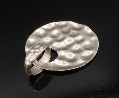 925 Sterling Silver  Vintage Minimalist Round Bubbled Pendant  PT20484