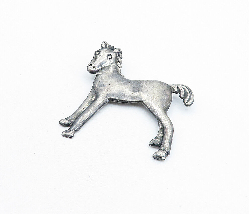 925 Sterling Silver  Vintage Antique Oxidized Horse Motif Brooch Pin  BP2135