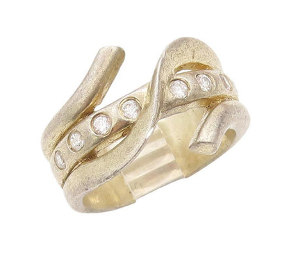 925 Sterling Silver Vintage Ring Designer Swirled Carved Topaz  Sz 7.5  RG28465