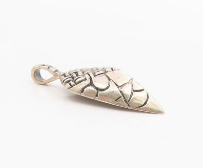 925 Sterling Silver Vintage Pendant Modernist Carved Geometric Charm  PT26167