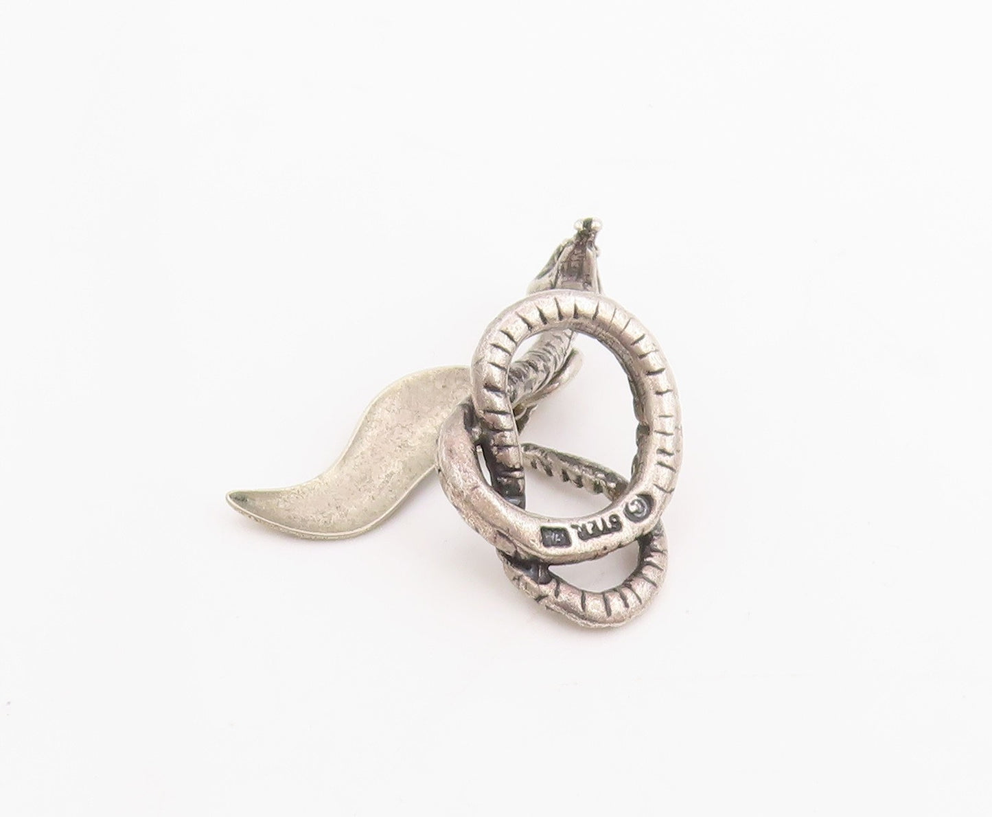 925 Sterling Silver Vintage Pendant Etched Bryce Canyon Coiled Snake  PT25226