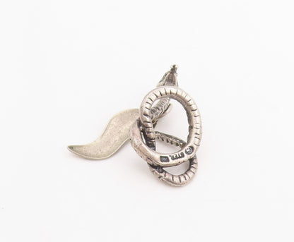 925 Sterling Silver Vintage Pendant Etched Bryce Canyon Coiled Snake  PT25226