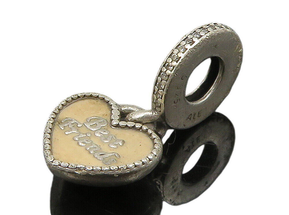 PANDORA 925 Sterling Silver  Vintage Best Friends Love Heart Pendant  PT12493
