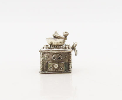 925 Sterling Silver Vintage Charm BEAU Detailed Carved Pretzel Swirl Box  TR3677