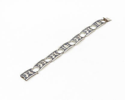 SIAM 925 Sterling Silver  Vintage Enamel Dancer Detail Chain Bracelet  BT6883
