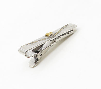 SIMMONS 925 Sterling Silver  Vintage Shiny 2 Tone Royal Crown Tie Clip  TR2307
