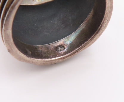 925 Sterling Silver Vintage Ring Dark Tone minimalist Carved  Sz 7 RG32355